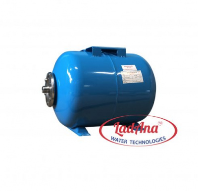 Гидроаккумулятор горизонтальный, 24 л ГОЛУБОЙ (фланец нерж. сталь)
