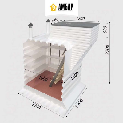 Пластиковый погреб Амбар "Пологий" 2.3х1.9