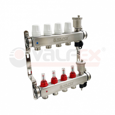 Коллекторный блок с расходомерами 6 выходов, 1 x 3/4 