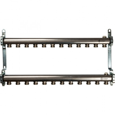 Коллектор из нержавеющей стали для радиаторной разводки STOUT на 12 вых.